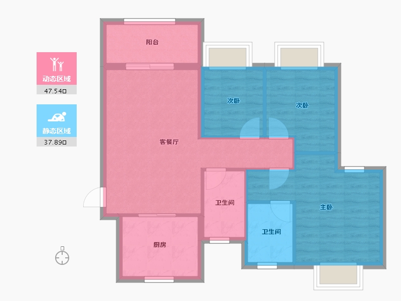 广东省-佛山市-恒大郦湖城-76.80-户型库-动静分区