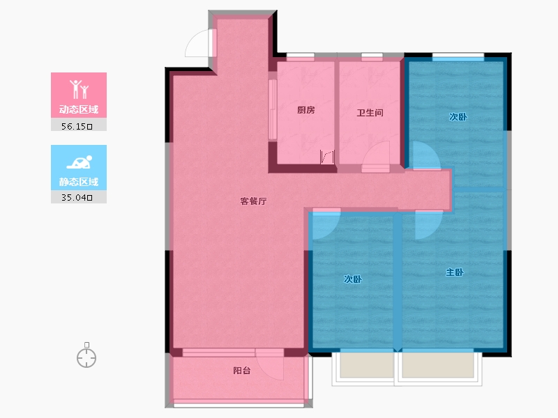 山东省-聊城市-玖璋台│澜庭观邸│松贵府-80.63-户型库-动静分区