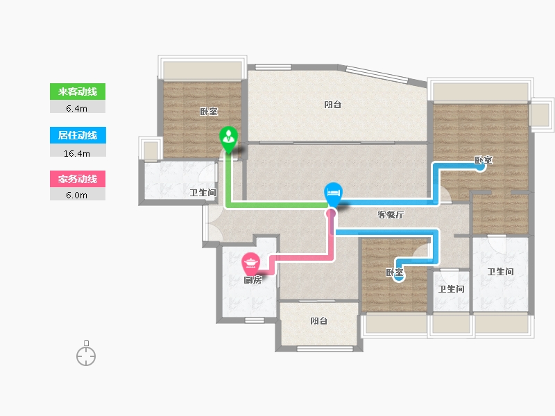 广东省-珠海市-华发广场（II期）横琴湾-133.31-户型库-动静线