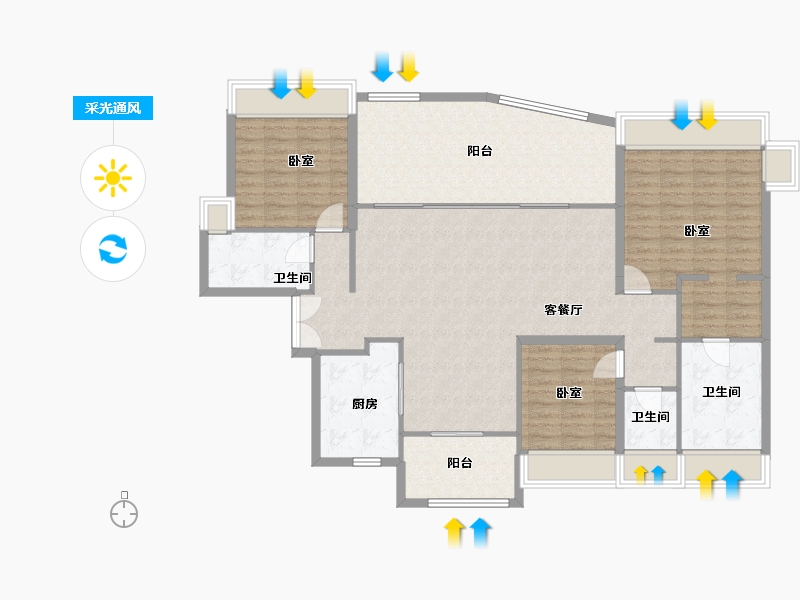 广东省-珠海市-华发广场（II期）横琴湾-133.31-户型库-采光通风