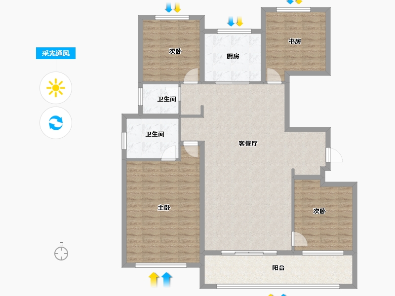 山东省-潍坊市-中海九樾-138.83-户型库-采光通风