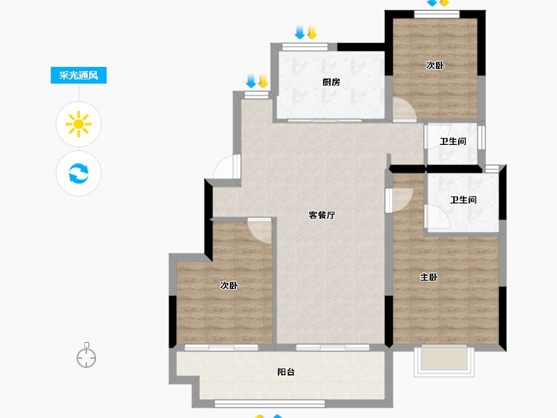 山东省-济南市-保利公园上城.-94.22-户型库-采光通风