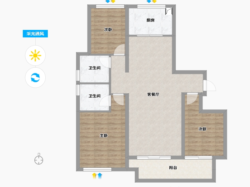 山东省-潍坊市-绿城·桂语江南-91.15-户型库-采光通风