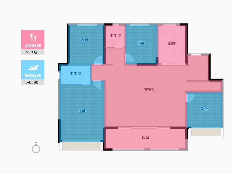 山东省-潍坊市-中海九樾-142.17-户型库-动静分区