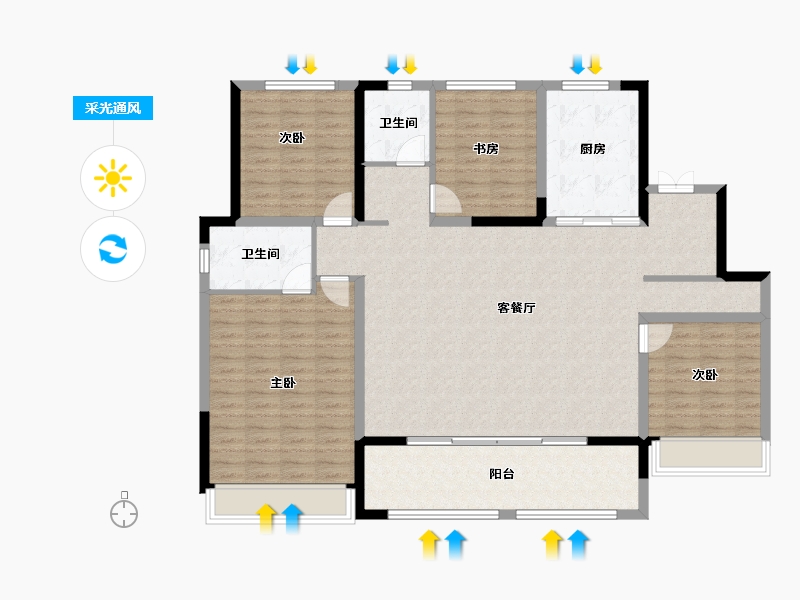 山东省-潍坊市-中海九樾-142.17-户型库-采光通风