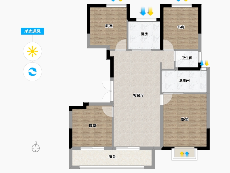 浙江省-宁波市-青澜邸-102.40-户型库-采光通风