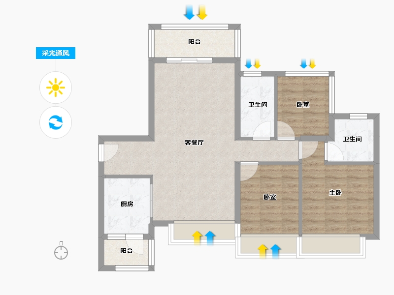 广东省-清远市-恒福·水岸-78.76-户型库-采光通风