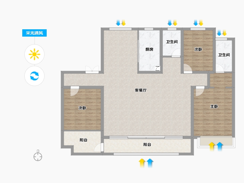 山东省-滨州市-双泰海韵城-139.25-户型库-采光通风