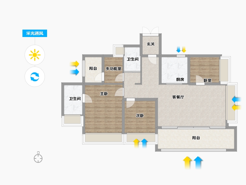 广东省-珠海市-华发广场（II期）横琴湾-104.90-户型库-采光通风