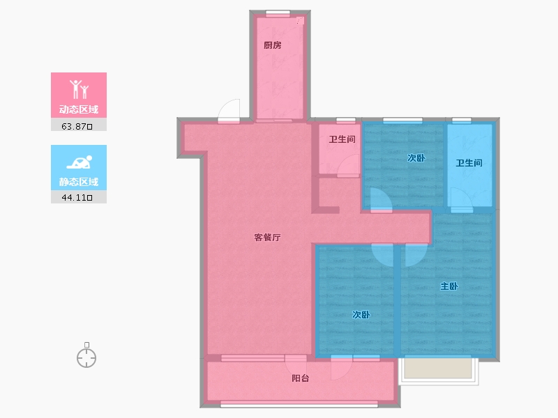 山东省-滨州市-丽景华庭二期-96.10-户型库-动静分区