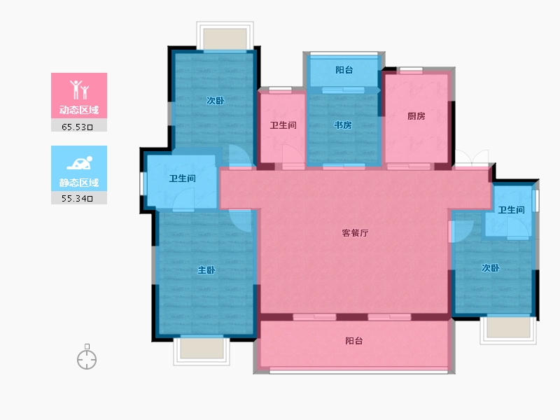 海南省-三亚市-三亚·一山湖-108.37-户型库-动静分区