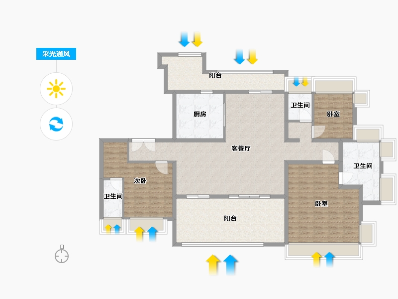 广东省-珠海市-华发广场（II期）横琴湾-142.07-户型库-采光通风