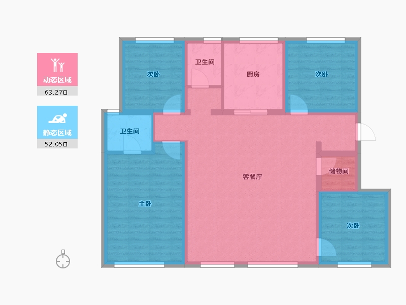 辽宁省-沈阳市-阳光城恒联·文澜湾-103.62-户型库-动静分区