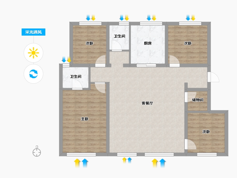 辽宁省-沈阳市-阳光城恒联·文澜湾-103.62-户型库-采光通风