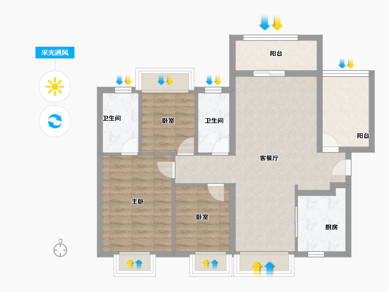 广东省-珠海市-海伦堡玖悦珑湾-80.80-户型库-采光通风