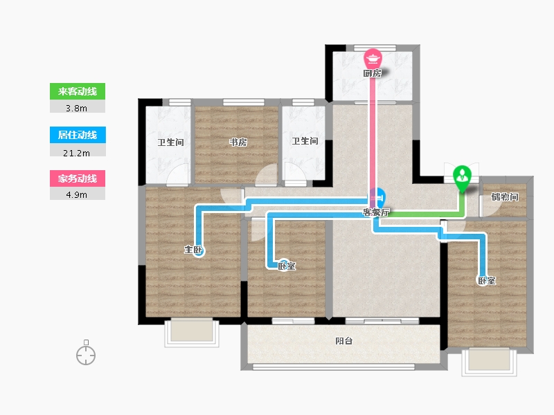 浙江省-宁波市-蓝城·兰香园-111.19-户型库-动静线