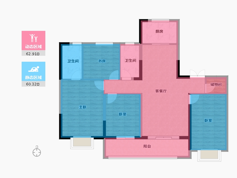 浙江省-宁波市-蓝城·兰香园-111.19-户型库-动静分区