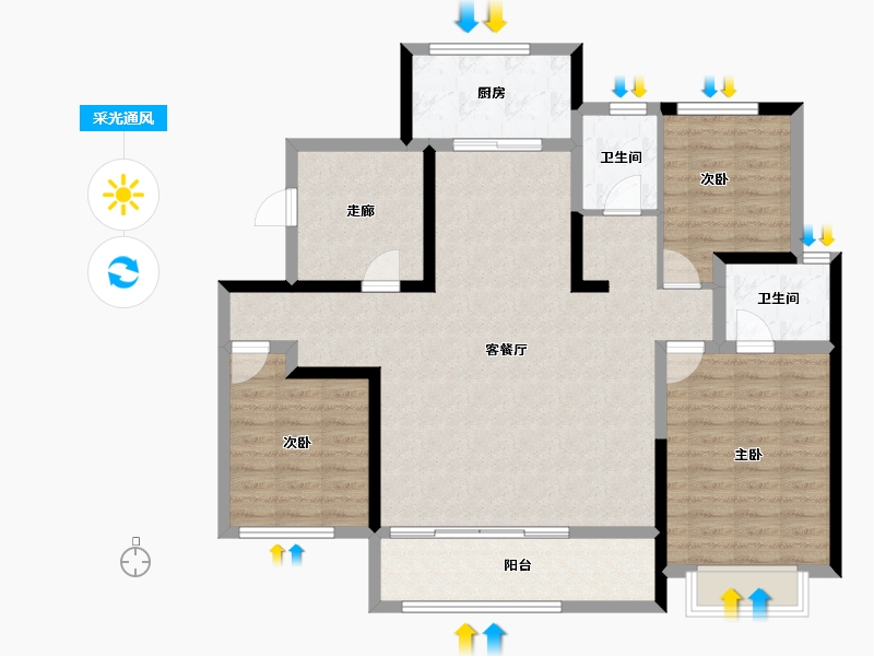 山东省-济南市-中电建国誉府-109.71-户型库-采光通风