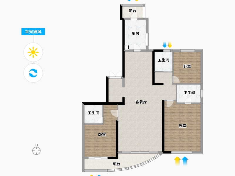 湖北省-武汉市-BFC复星外滩中心·御江廷-143.20-户型库-采光通风