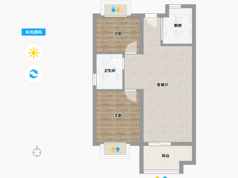 海南省-海口市-融创.美伦熙语-55.84-户型库-采光通风