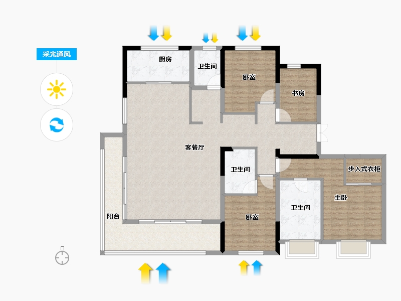 浙江省-宁波市-蓝城·兰香园-142.60-户型库-采光通风