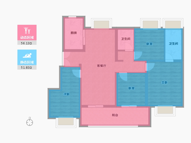 江苏省-南通市-首开·安澜如院-96.27-户型库-动静分区