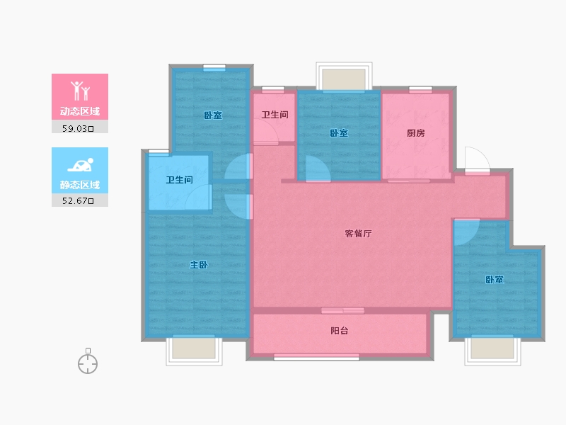 四川省-成都市-保利和颂-100.93-户型库-动静分区