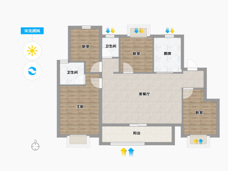 四川省-成都市-保利和颂-100.93-户型库-采光通风