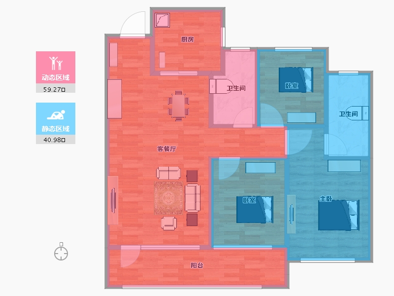 山东省-聊城市-绿城·诚园-91.20-户型库-动静分区