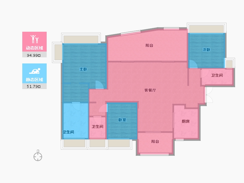 广东省-珠海市-华发广场（II期）横琴湾-134.12-户型库-动静分区