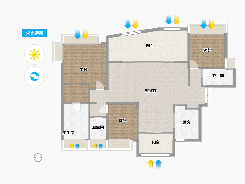 广东省-珠海市-华发广场（II期）横琴湾-134.12-户型库-采光通风