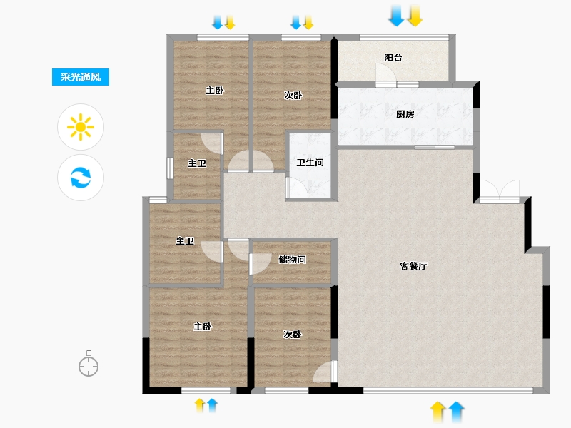 四川省-成都市-锦江金茂府-157.40-户型库-采光通风