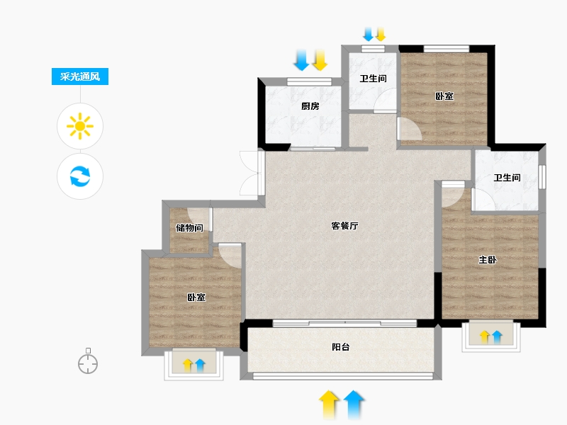 浙江省-宁波市-蓝城·兰香园-97.14-户型库-采光通风