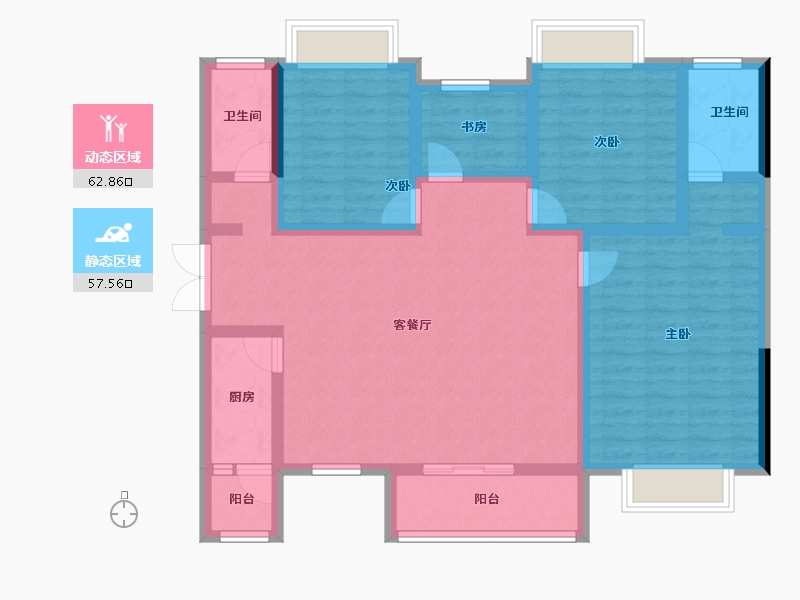 海南省-海口市-海侨花园-106.89-户型库-动静分区