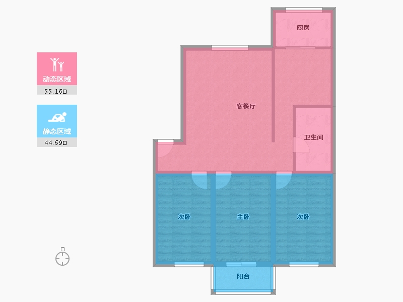 辽宁省-大连市-长春花园-89.49-户型库-动静分区