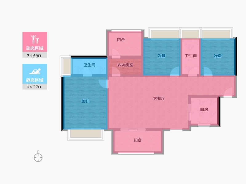 海南省-海口市-华润置地海口时光里-105.45-户型库-动静分区