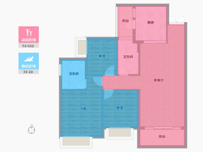 广东省-东莞市-东莞松湖悦龙台-88.54-户型库-动静分区