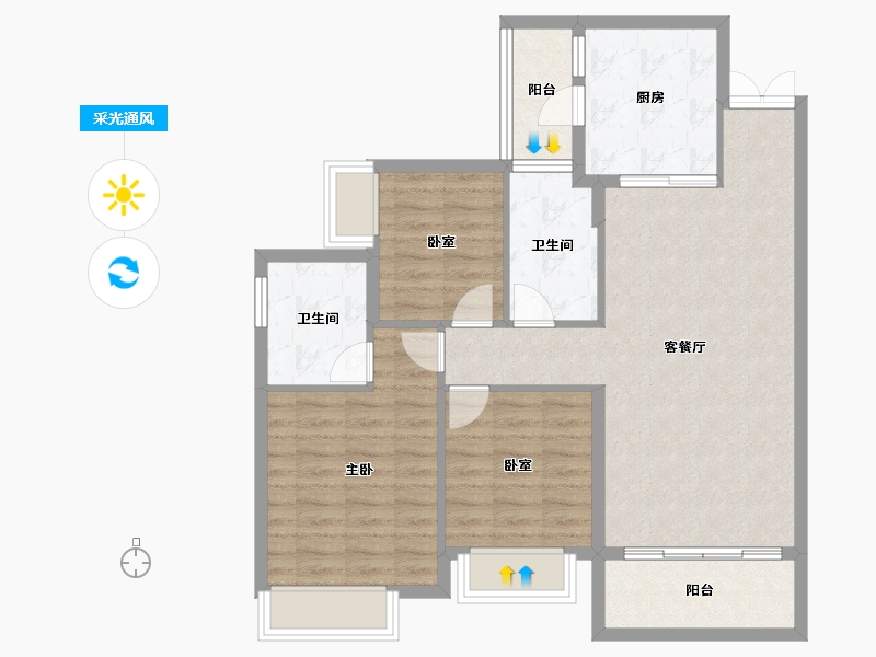 广东省-东莞市-东莞松湖悦龙台-88.54-户型库-采光通风