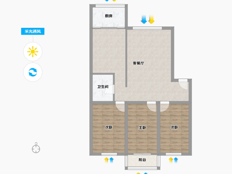 辽宁省-大连市-长春花园-83.56-户型库-采光通风