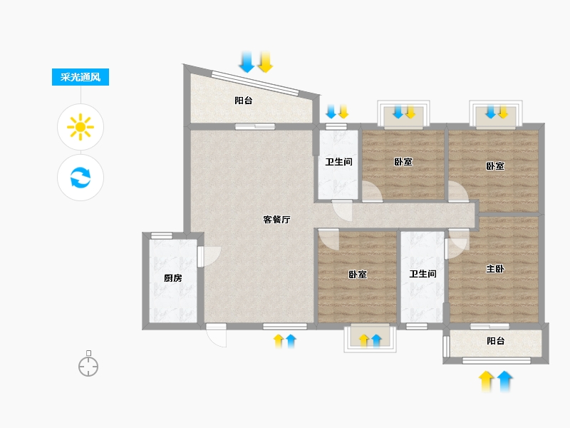 福建省-厦门市-宝华花园-124.63-户型库-采光通风