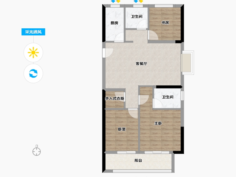 浙江省-宁波市-青澜邸-81.00-户型库-采光通风