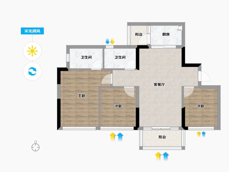 四川省-成都市-锦绣世家-71.62-户型库-采光通风