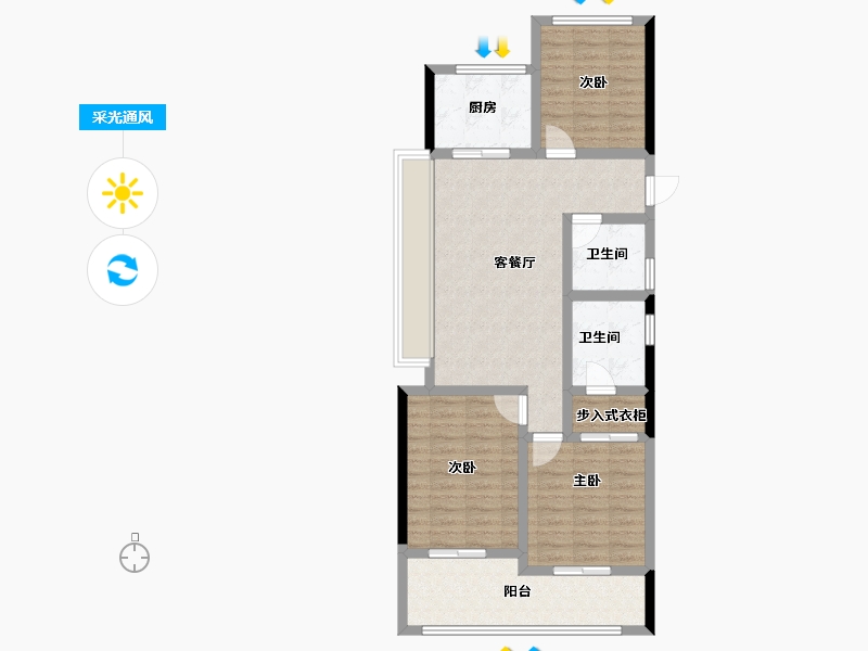 浙江省-杭州市-荷禹宸府-84.79-户型库-采光通风