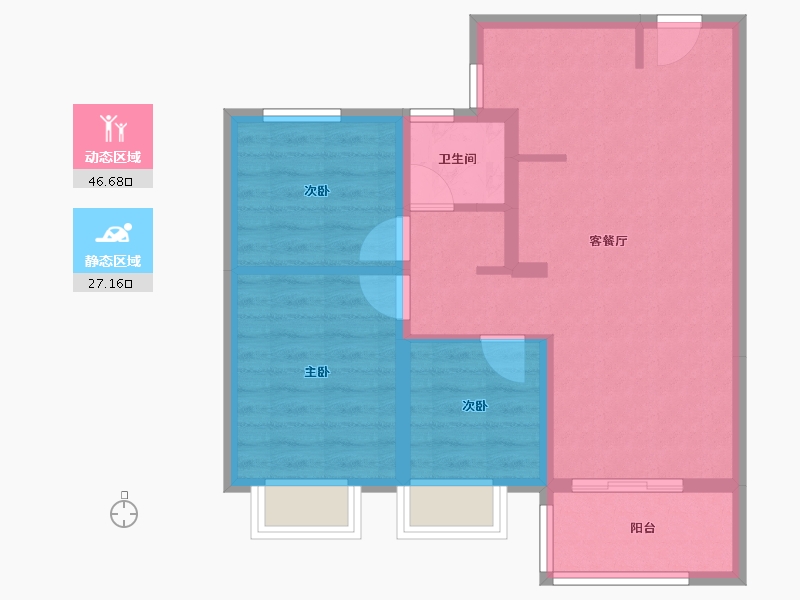 云南省-昆明市-俊发星辰俊园-65.66-户型库-动静分区