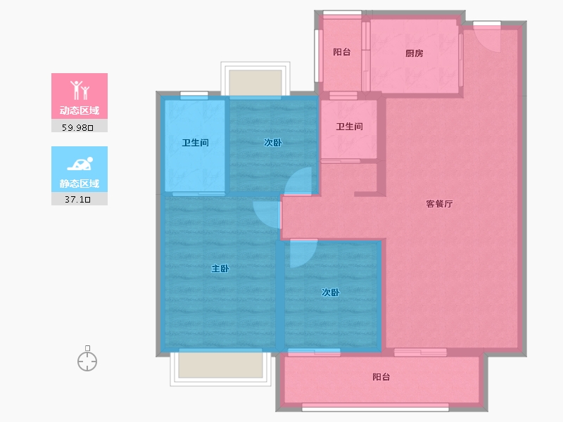 云南省-昆明市-富康城紫悦府-87.21-户型库-动静分区