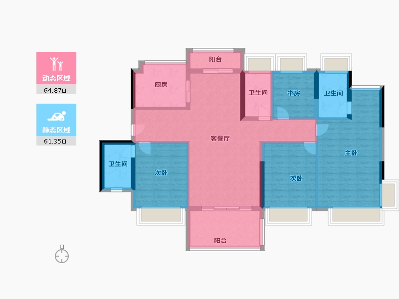 广东省-东莞市-水岸·君悦东方-113.59-户型库-动静分区