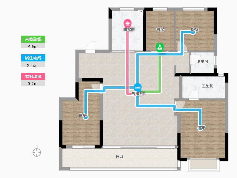 浙江省-宁波市-老江东·东境润府-128.04-户型库-动静线