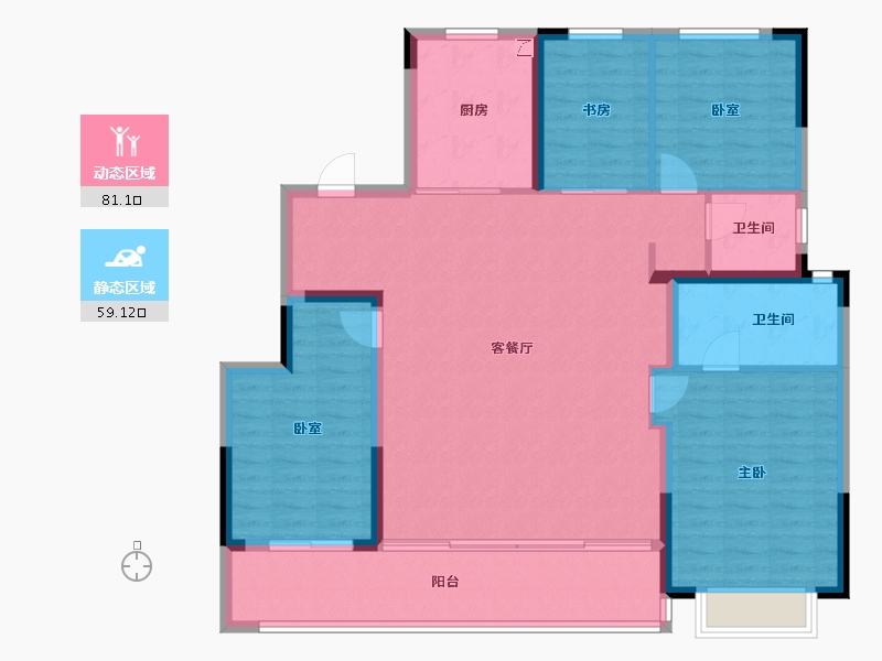 浙江省-宁波市-老江东·东境润府-128.04-户型库-动静分区