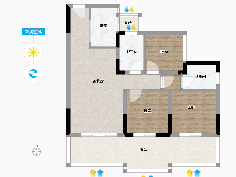 四川省-宜宾市-远达·时代公园城-82.31-户型库-采光通风