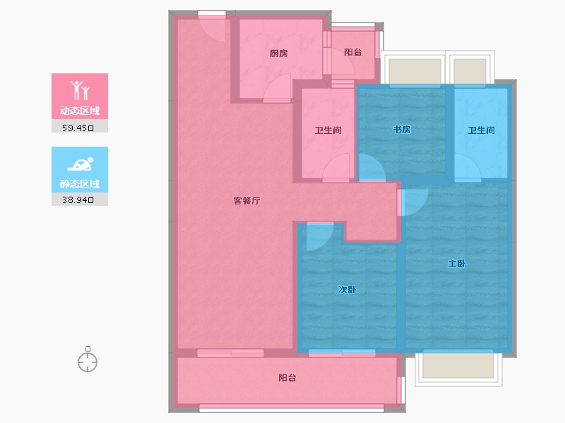 云南省-昆明市-书香云海-87.24-户型库-动静分区